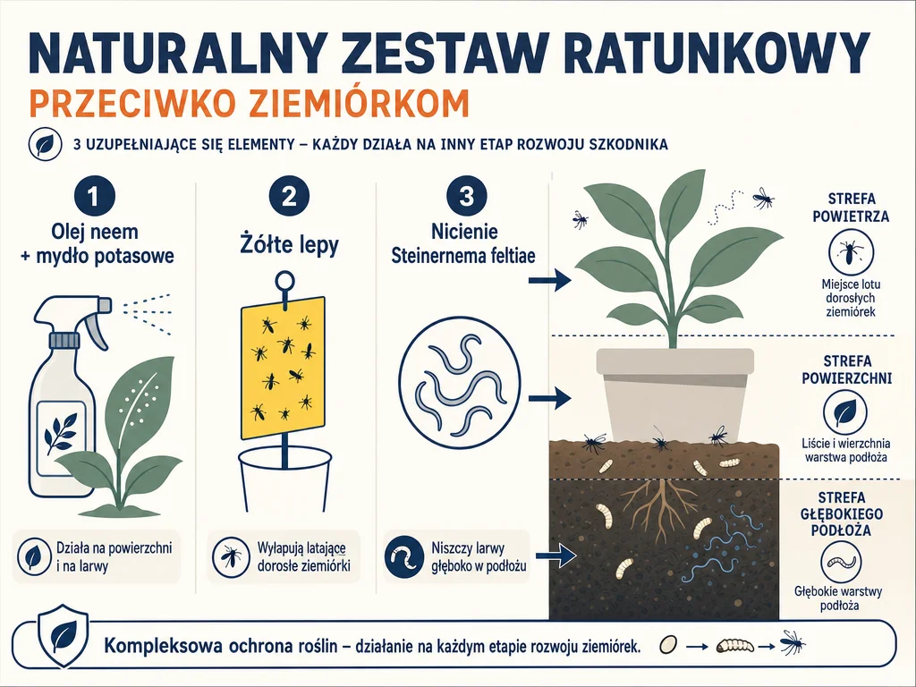 Infografika naturalnego zestawu ratunkowego na ziemiórki