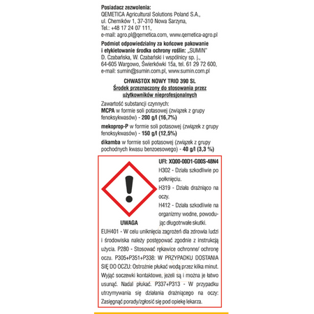 Chwastox nowy trio 390 SL 20 ml