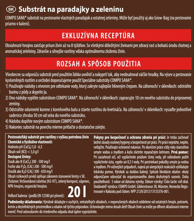 Podłoże do pomidorów i warzyw 20 l Compo
