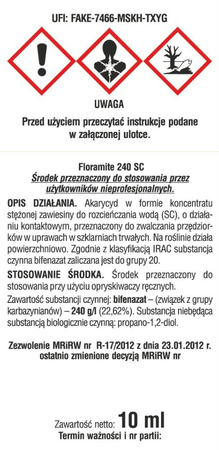 Floramite 240 SC Zwalcza Przędziorki 10 ml
