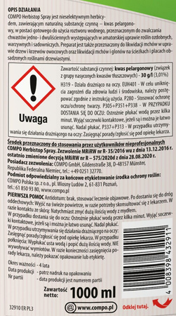 Nawóz 3w1 do trawników z odchwaszczaczem 3 kg Compo