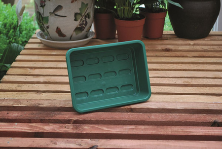 Zestaw Mini taca ogrodowa zielona bez otworów G130G + mała pokrywka z wysoką kopułą G138 Garland