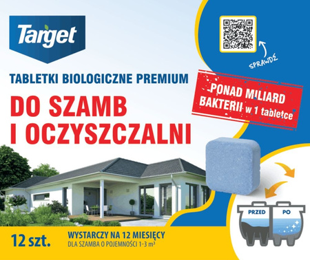 Tabletki biologiczne Premium do szamb i oczyszczalni 12szt oczyszczają i udrażniają szambo