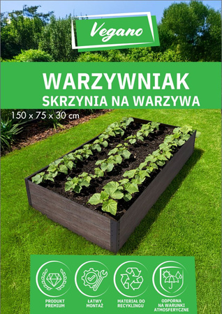 Warzywniak - podwyższona grządka - brąz GPPS - Vegano - 150 x 75 x 30 cm