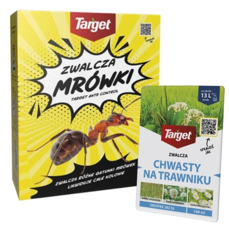 Ants Control – Granulat Na Mrówki – 1 kg Target + Dicotex 202 SL - Na Chwasty Na Trawniku – 100 ml Target (ZESTAW)