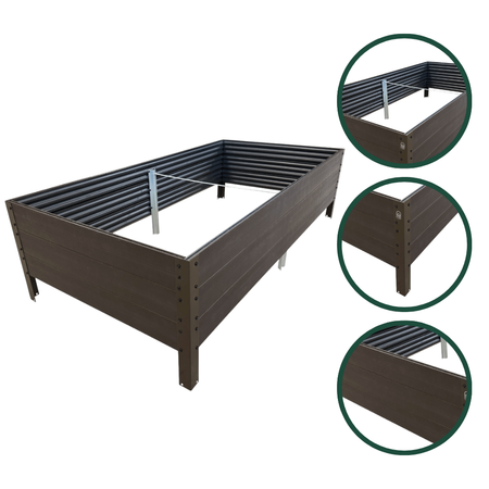 Warzywniak - podwyższona grządka - brąz GPPS - Vegano - 150 x 75 x 30 cm