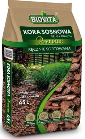 Kora Sosnowa Premium Biovita 40-90 mm 42 szt. x 45 l Paleta