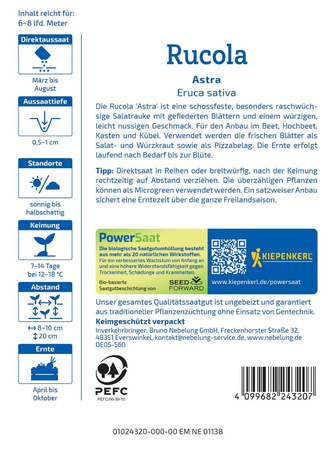 Rukola Astra, nasiona otoczkowane Kiepenkerl