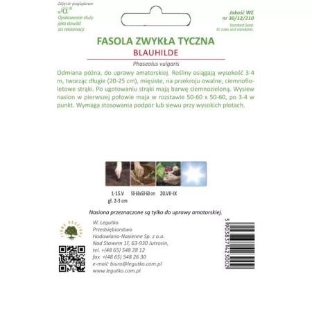 Fasola Szparagowa Fioletowa Blauhilde 10 g Legutko