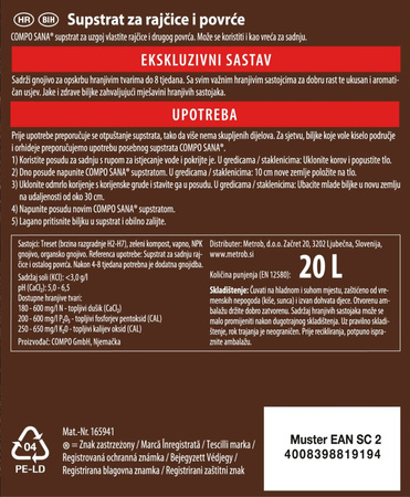 Podłoże do pomidorów i warzyw 20 l Compo