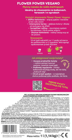 Flower Power płynny nawóz do roślin kwitnących z dużą zawartością potasu Vegano 3 x 1000 ml
