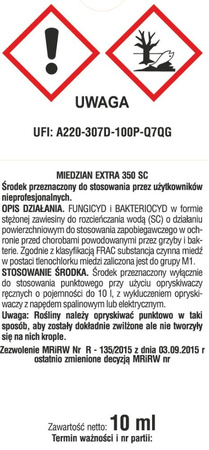 Miedzian Extra 350 SC - na choroby drzew owocowych 10 ml