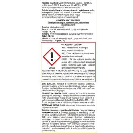 Chwastox nowy trio 390 SL 100 ml