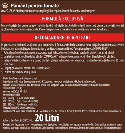 Podłoże do pomidorów i warzyw 20 l Compo