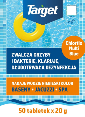 Chlortix Multi Blue - Zwalcza glony i dezynfekuje wodę basenową 1 kg (50x20 g) Target