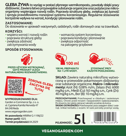 Gleba żywa - efekt pracy dżdżownic 5 l Vegano