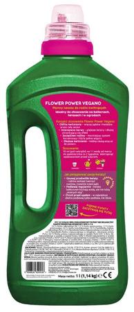 Nawóz do roślin kwitnących z potasem – surfinii, pelargonii, begonii, fuksji - 1000 ml Flower Power Vegano