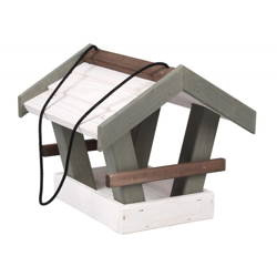 Duży drewniany karmnik dla ptaków biały 25,5 x 29 x 24,5 cm