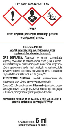 Floramite 240 SC Zwalcza Przędziorki 5 ml