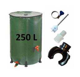 Beczka na wodę deszczową 250 litrów + przyłącze rynnowe