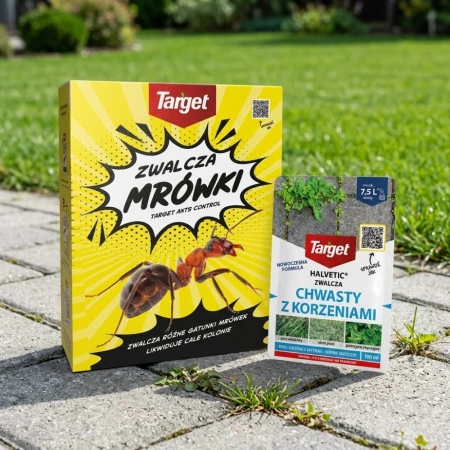 Ants Control – Granulat Na Mrówki – 1 kg Target + Halvetic – zwalcza chwasty z korzeniami – 100 ml Target (ZESTAW)