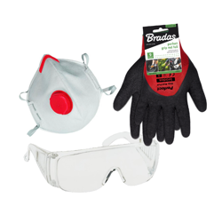 ZESTAW OKULARY OCHRONNE + MASKA PRZECIWPYŁOWA + RĘKAWICE