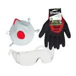 ZESTAW OKULARY OCHRONNE + MASKA PRZECIWPYŁOWA + RĘKAWICE