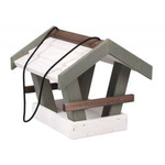 Duży drewniany karmnik dla ptaków biały 25,5 x 29 x 24,5 cm