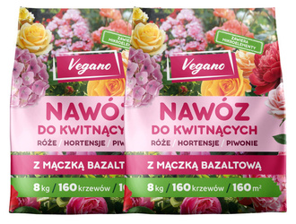 Nawóz z mączką bazaltową do Roślin Kwitnących – Róże, Hortensje, Piwonie  Vegano 16 kg 