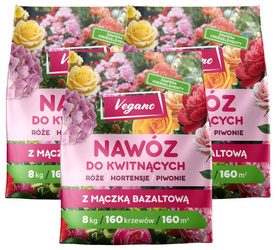 Nawóz z mączką bazaltową do Roślin Kwitnących – Róże, Hortensje, Piwonie Vegano 24 kg