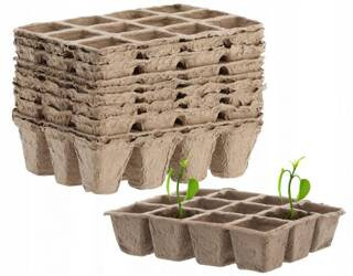 Doniczki torfowe 3x3 cm – palety 12 komórek – 10 szt.