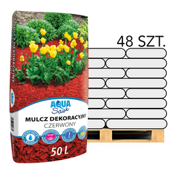 Mulcz dekoracyjny Aqua Save – czerwony – 50 l (paleta 48 szt.)